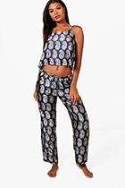 Boohoo Anna Paisely Print Cami & Toruser Set