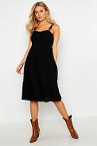 Boohoo Crinkle Fabric Skater Midi Dress