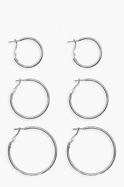 Boohoo Mixed Size Hoop Earring 3 Pack