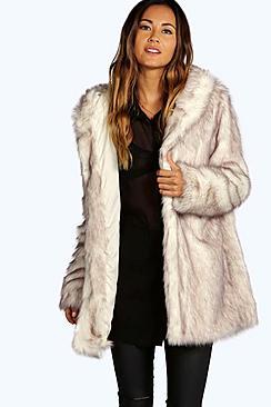 Boohoo Boutique Lois Hooded Faux Fur Coat