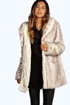 Boohoo Boutique Lois Hooded Faux Fur Coat