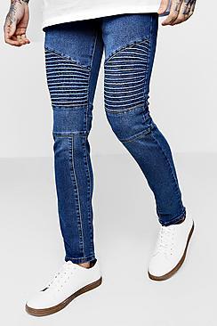 Boohoo Skinny Fit Panelled Biker Jeans