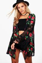 Boohoo Plus Laila Lace Rose Print Kimono