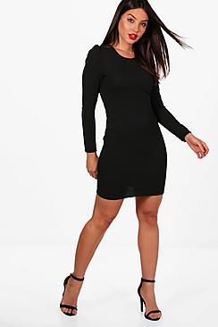 Boohoo Puff Sleeve Bodycon Dress