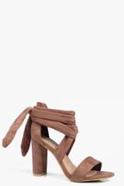 Boohoo Eliza Wrap Strap Block Heel Sandal Mocha