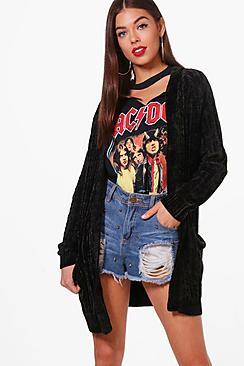 Boohoo Tyler Rib Knit Chenille Cardigan