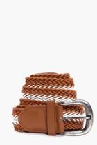 Boohoo Woven Lattice Belt With Metal Buckle Brown