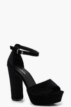 Boohoo Velvet Platform Peeptoe 2 Part Heels