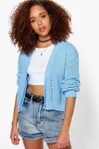 Boohoo Maria Waffle Knit Cardigan Blue