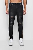 Boohoo Skinny Fit Distressed Jeans With Tape