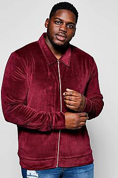 Boohoo Big And Tall Velour Harrington Jacket
