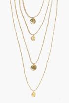 Boohoo Paige 4 Layer Coin Charm Necklace Gold