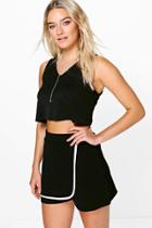 Boohoo Anni Contrast Trim Skort Black