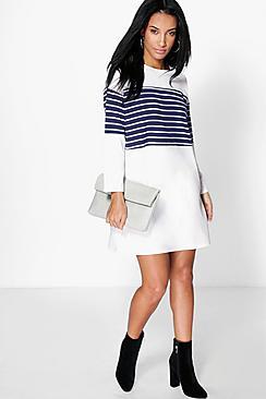 Boohoo Alisandra Stripe Insert Shift Dress