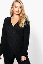 Boohoo Plus Jessy Rib Knit Cross Front Jumper