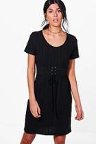 Boohoo Jennifer Rib Knit Corset T-shirt Dress
