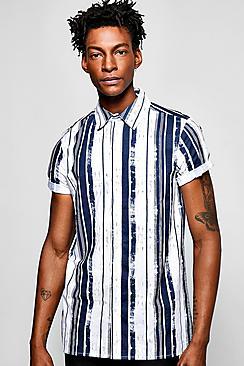Boohoo Short Sleeve Vertical Stripe Shirt