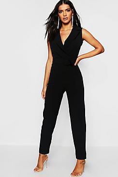 Boohoo Blazer Belted Jumpsuit