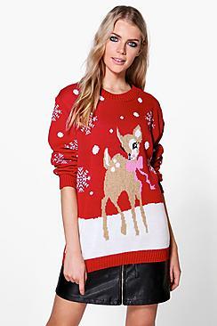Boohoo Niamh Reindeer Christmas Jumper