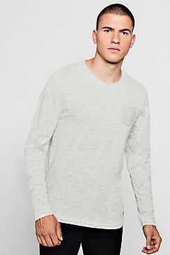 Boohoo Long Sleeve Slub Melange T-shirt