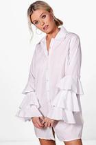 Boohoo Lauren Ruffle Sleeve Shirt Dress