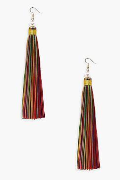 Boohoo Juliet Rainbow Extra Long Tassel Earrings
