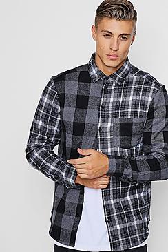 Boohoo Contrast Check Long Sleeve Shirt