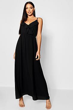 Boohoo Ruffle Front Maxi Dress