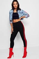 Boohoo Keira Contrast Panel Pinstripe Leggings