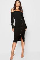 Boohoo Off The Shoulder Button Detail Midi Dress