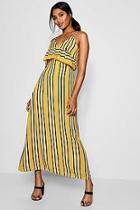 Boohoo Bethany Ruffle Front Striped Maxi Dress