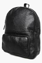 Boohoo Black Real Leather Backpack