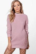 Boohoo Melissa Distressed Hem Jumper Dress