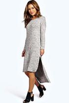 Boohoo Petite Binky Marl Fine Knit Dipped Hem Dress