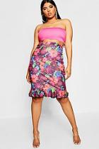 Boohoo Plus Jewel Floral Ruffle Midi Skirt
