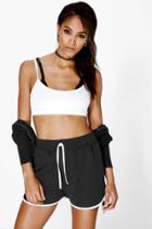Boohoo Kate Loop Back Jersey Casual Runner Shorts Black