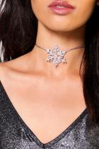 Boohoo Iris Diamante Pendant Skinny Chain Choker Silver