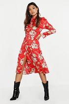 Boohoo Chain Print Keyhole Back Midi Dress