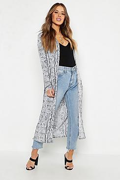 Boohoo Petite Snake Print Longline Kimono