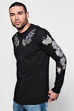 Boohoo Rose Embroidered Crew Neck Sweater