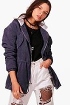 Boohoo Cord Parka With Borg Lining