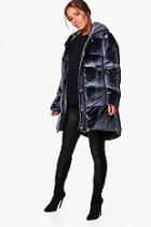 Boohoo Petite Alice Velvet Padded Coat