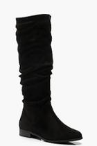 Boohoo Ruched Knee High Boots