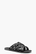 Boohoo Ruby Eyelet Woven Strap Leather Sandals