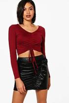 Boohoo Evelyn Long Sleeve Ruched Front Top