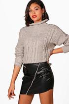 Boohoo Funnel Neck Cable Knit Jumper