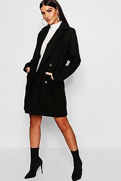 Boohoo Military Button Through Wool Look Coat