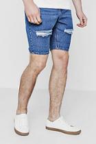 Boohoo Slim Fit Distressed Denim Shorts
