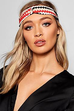 Boohoo Multi Zig Zag Patterned Twist Knot Headband