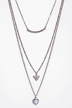 Boohoo Mai Heart And Stone Layered Necklace